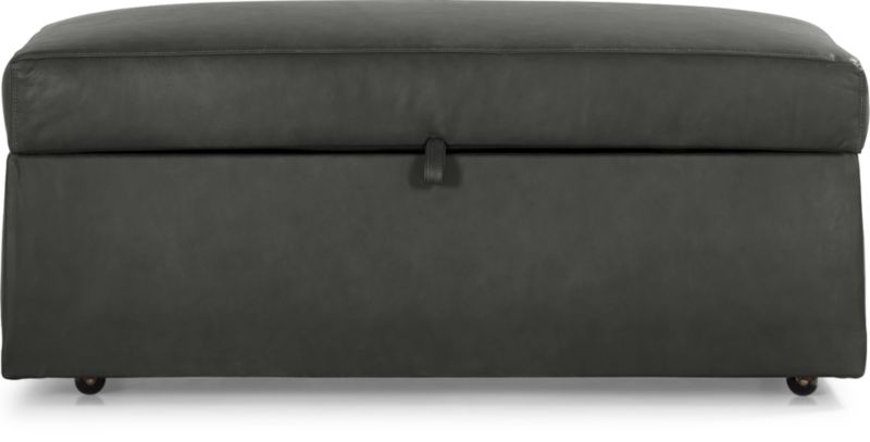 Gather Deep Leather Storage Ottoman - image 0 of 9