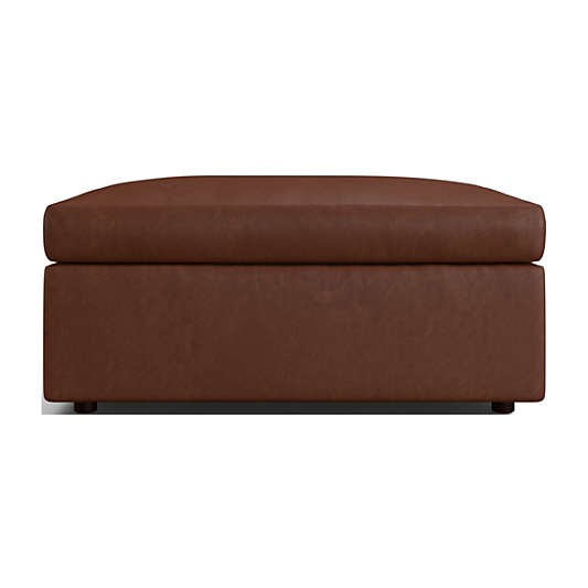 Gather Deep Leather Storage Ottoman