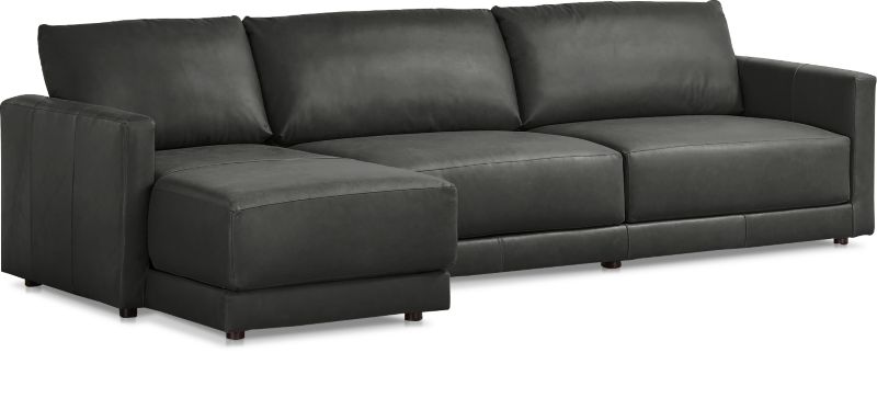 Gather Deep Leather 2-Piece Sectional Sofa - image 0 of 9