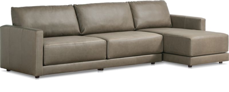 Gather Deep Leather 2-piece Sectional Sofa: Left Arm Sofa, Right Arm Chaise - image 0 of 9