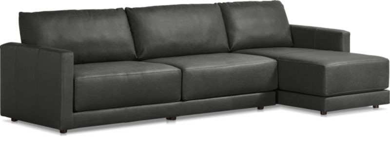 Gather Deep Leather 2-piece Sectional Sofa: Left Arm Sofa, Right Arm Chaise - image 0 of 9