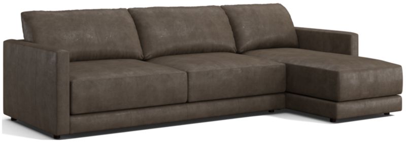 Gather Deep Leather 2-piece Sectional Sofa: Left Arm Sofa, Right Arm Chaise - image 0 of 9