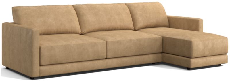 Gather Deep Leather 2-piece Sectional Sofa: Left Arm Sofa, Right Arm Chaise - image 0 of 9