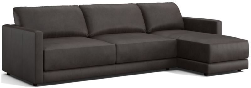 Gather Deep Leather 2-piece Sectional Sofa: Left Arm Sofa, Right Arm Chaise - image 0 of 9