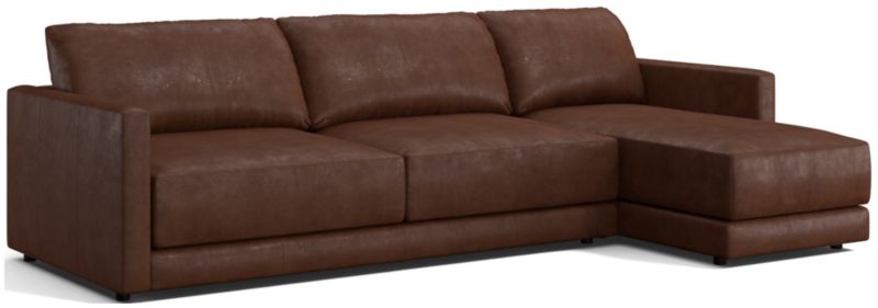 Gather Deep Leather 2-piece Sectional Sofa: Left Arm Sofa, Right Arm Chaise - image 0 of 9