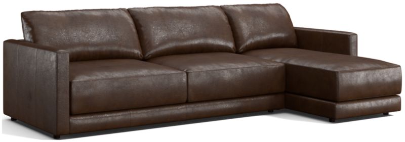 Gather Deep Leather 2-piece Sectional Sofa: Left Arm Sofa, Right Arm Chaise - image 0 of 9