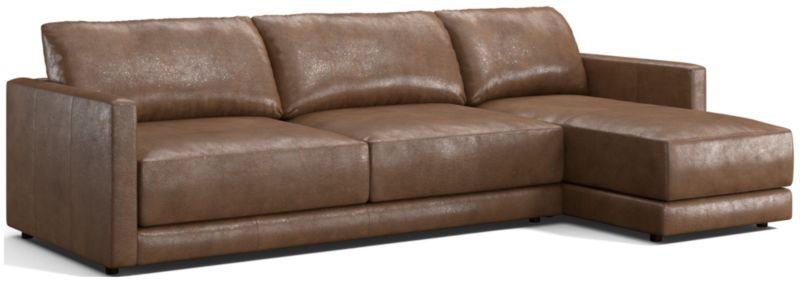 Gather Deep Leather 2-piece Sectional Sofa: Left Arm Sofa, Right Arm Chaise - image 0 of 9