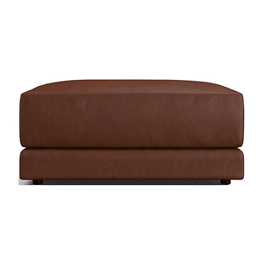 Gather Deep Leather Cocktail Ottoman
