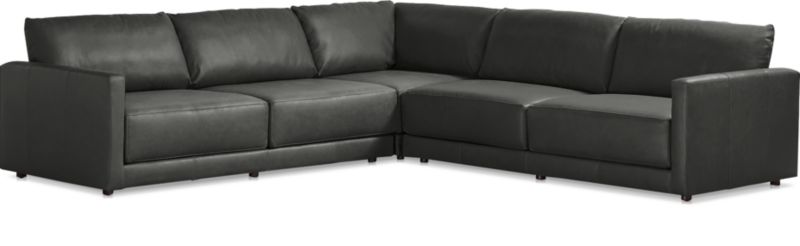 Gather Deep Leather 3-Piece Sectional Sofa - image 0 of 9