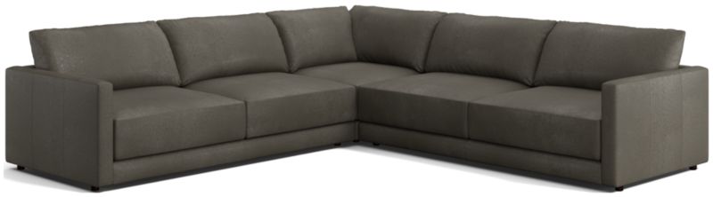 Gather Deep Leather 3-Piece Sectional Sofa - image 0 of 10