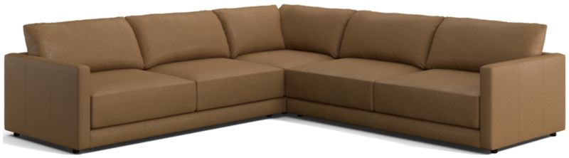 Gather Deep Leather 3-Piece Sectional Sofa - image 0 of 10