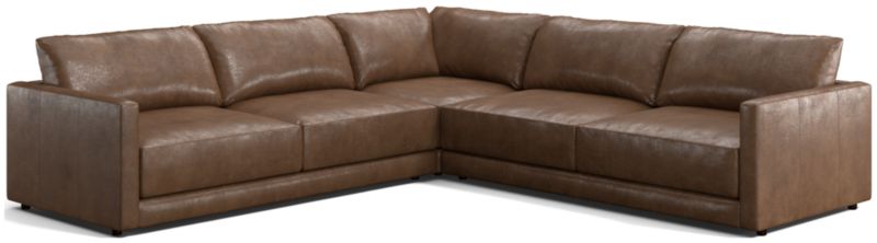 Gather Deep Leather 3-Piece Sectional Sofa - image 0 of 9