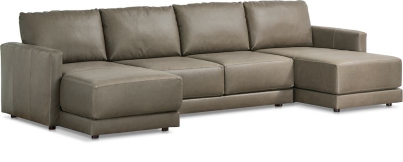 Gather Deep Leather 3-Piece Sectional Sofa - image 0 of 10