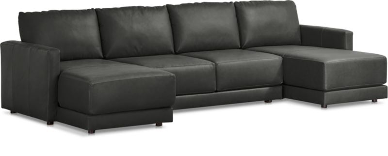 Gather Deep Leather 3-Piece Sectional Sofa - image 0 of 10