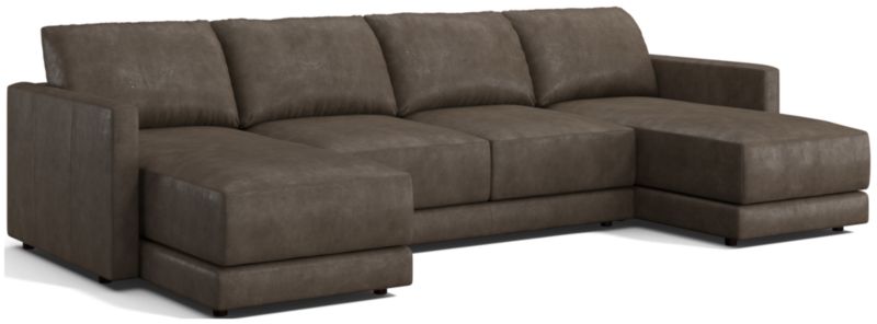 Gather Deep Leather 3-Piece Sectional Sofa - image 0 of 10