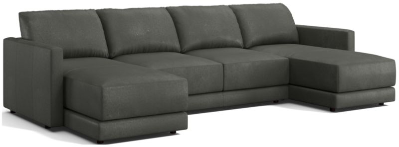 Gather Deep Leather 3-Piece Sectional Sofa - image 0 of 11