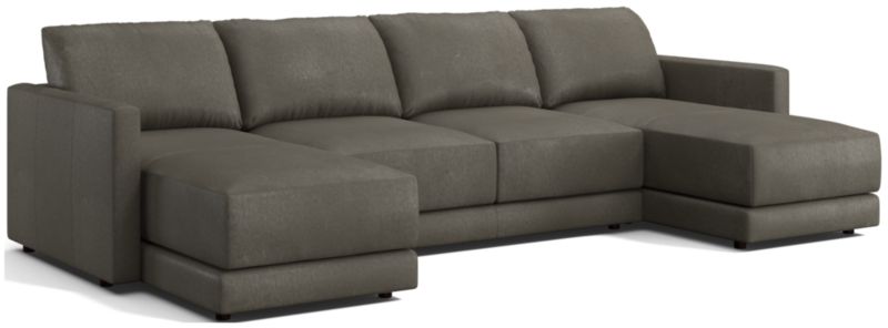 Gather Deep Leather 3-Piece Sectional Sofa - image 0 of 11