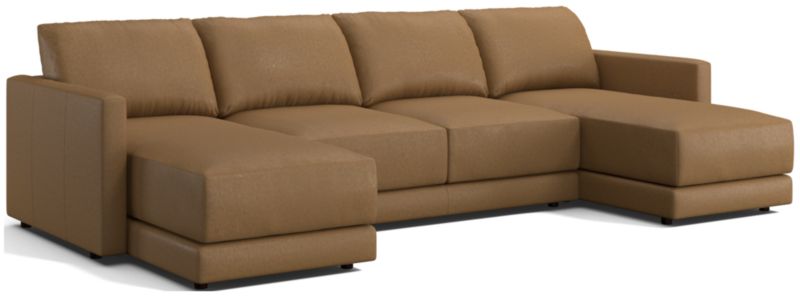 Gather Deep Leather 3-Piece Sectional Sofa - image 0 of 11