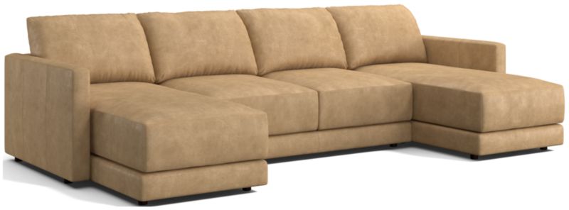 Gather Deep Leather 3-Piece Sectional Sofa - image 0 of 10