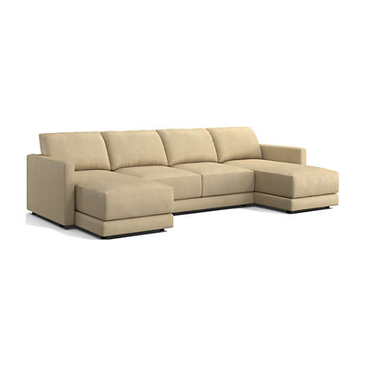 Gather Deep Leather 3-Piece Sectional Sofa