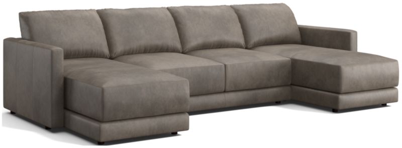 Gather Deep Leather 3-Piece Sectional Sofa - image 0 of 10