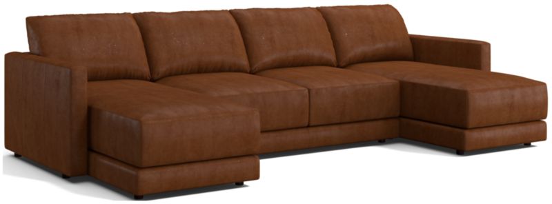 Gather Deep Leather 3-Piece Sectional Sofa - image 0 of 10