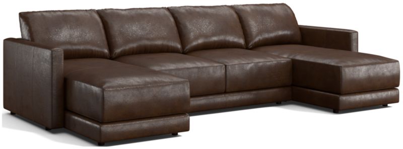 Gather Deep Leather 3-Piece Sectional Sofa - image 0 of 10