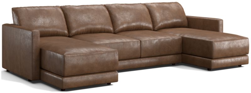 Gather Deep Leather 3-Piece Sectional Sofa - image 0 of 10