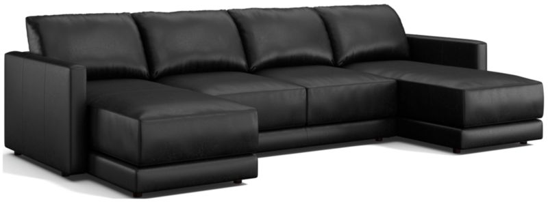 Gather Deep Leather 3-Piece Sectional Sofa - image 0 of 11