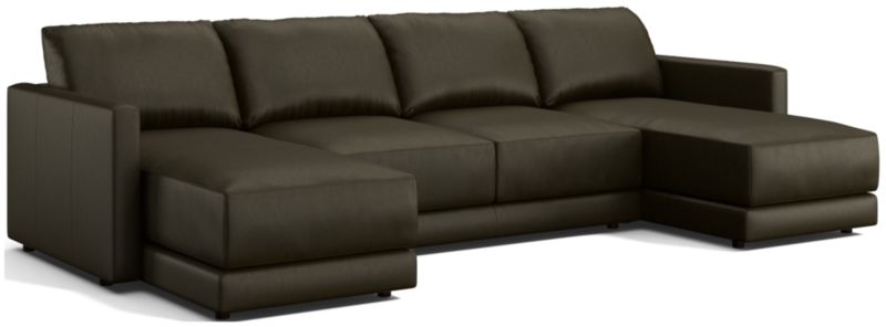 Gather Deep Leather 3-Piece Sectional Sofa - image 0 of 10