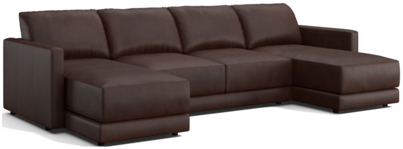 Gather Deep Leather 3-Piece Sectional Sofa - image 0 of 10