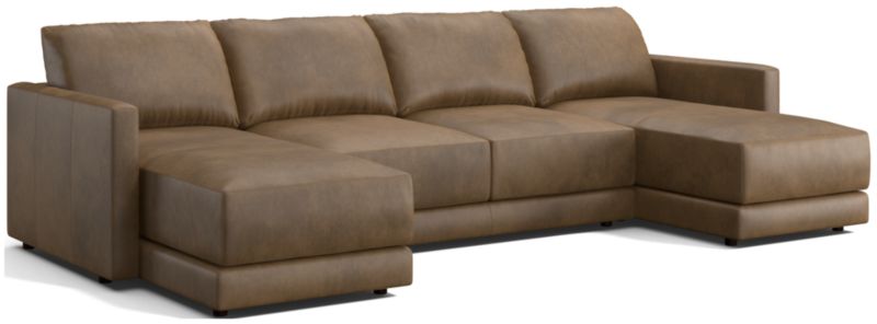 Gather Deep Leather 3-Piece Sectional Sofa - image 0 of 10