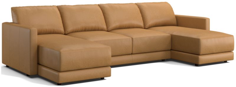 Gather Deep Leather 3-Piece Sectional Sofa - image 0 of 11