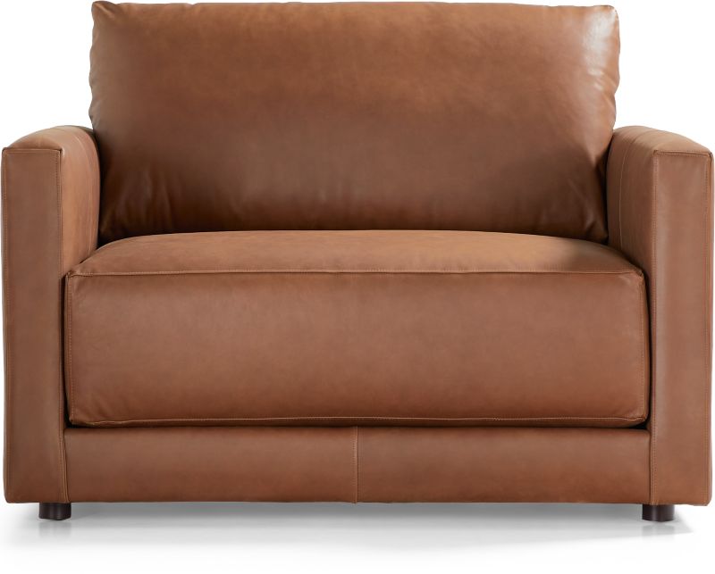 Camel leather chair and a half store