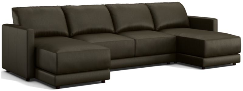 Gather Leather 3-Piece Sectional Sofa - image 0 of 9