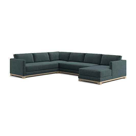 Gather Wood Base Bench 4-Piece U-Shaped Sectional Sofa