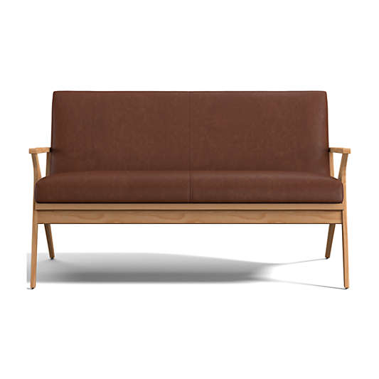 Cavett Ash Wood Leather Loveseat
