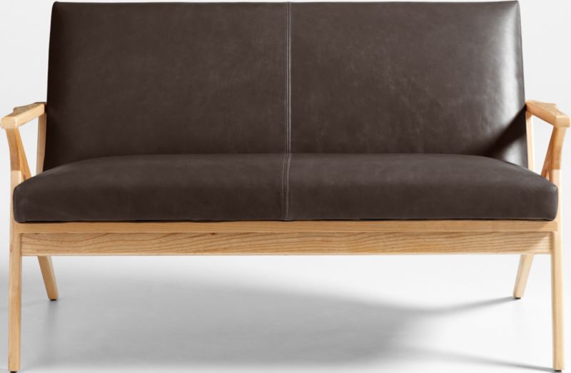 Cavett Ash Wood Leather Loveseat - image 0 of 7