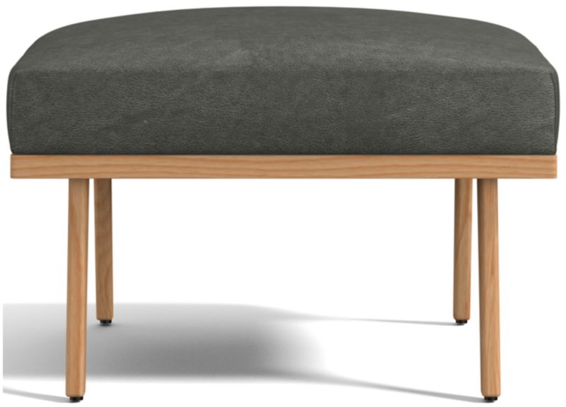 Cavett Ash Wood Leather Ottoman - image 0 of 6