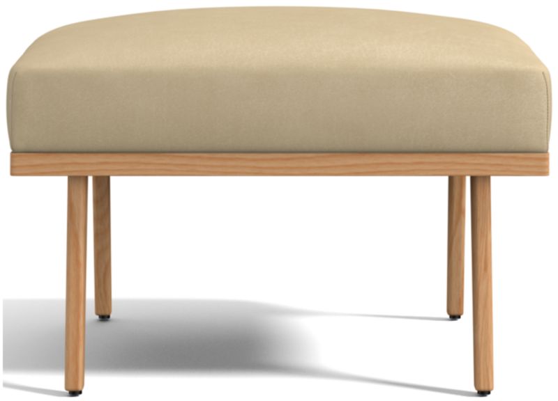 Cavett Ash Wood Leather Ottoman - image 0 of 6