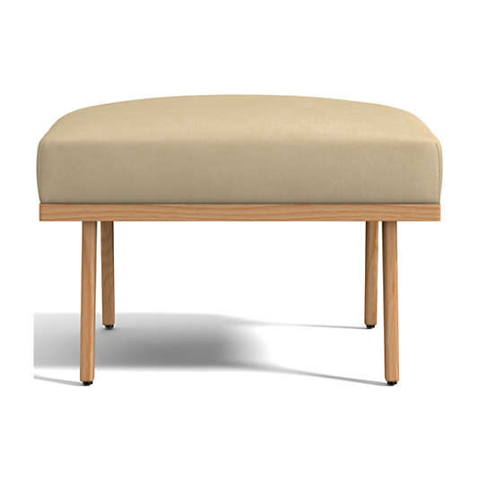Cavett Ash Wood Leather Ottoman