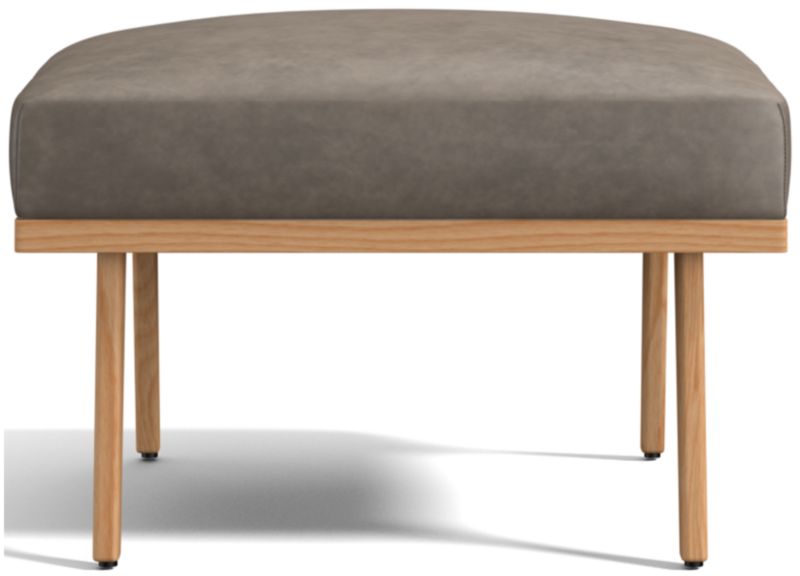 Cavett Ash Wood Leather Ottoman - image 0 of 6