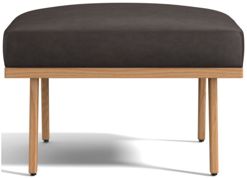 Cavett Ash Wood Leather Ottoman - image 0 of 6