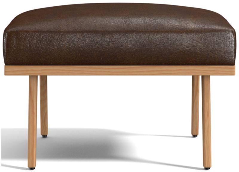 Cavett Ash Wood Leather Ottoman - image 0 of 6