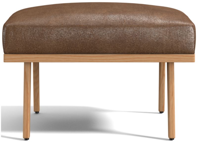 Cavett Ash Wood Leather Ottoman - image 0 of 6