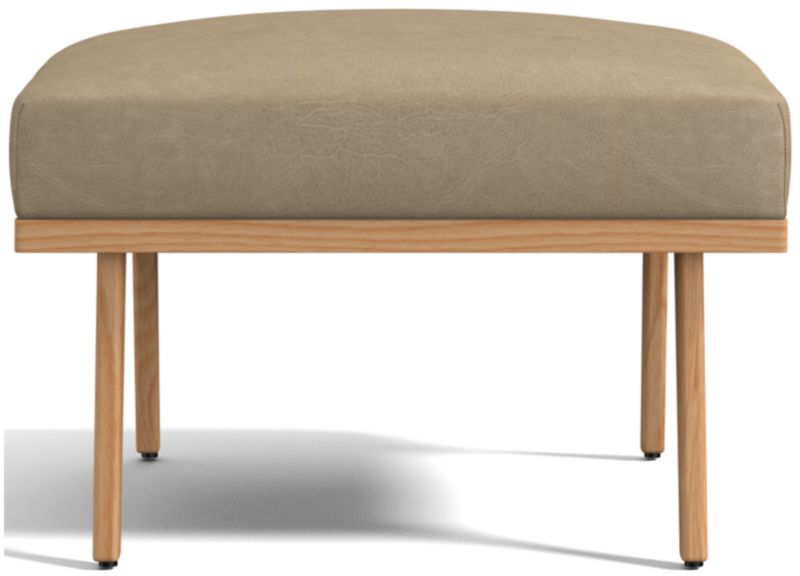 Cavett Ash Wood Leather Ottoman - image 0 of 6