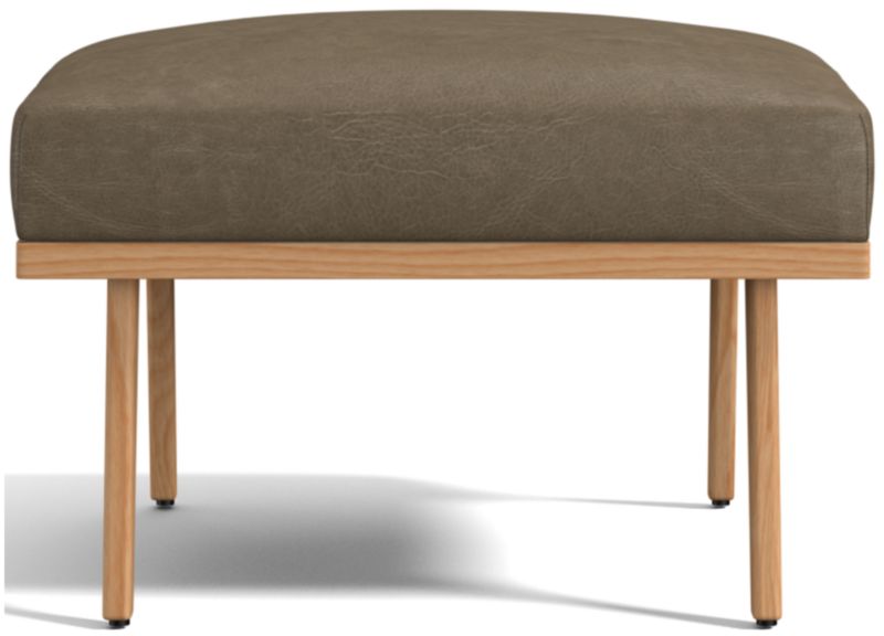 Cavett Ash Wood Leather Ottoman - image 0 of 6