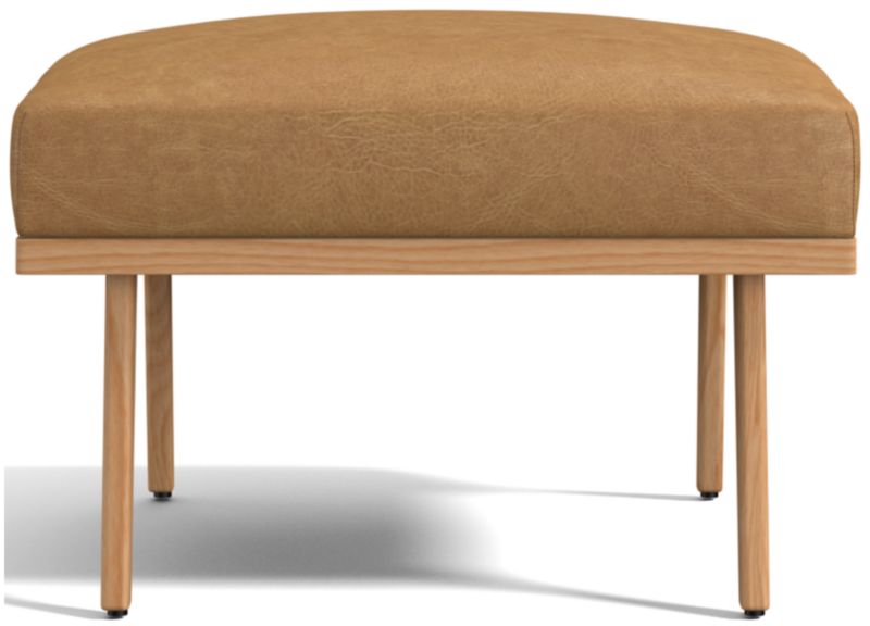 Cavett Ash Wood Leather Ottoman - image 0 of 6