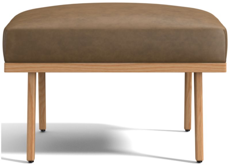 Cavett Ash Wood Leather Ottoman - image 0 of 6