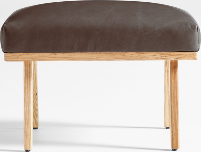 Cavett Ash Wood Leather Ottoman - image 0 of 6